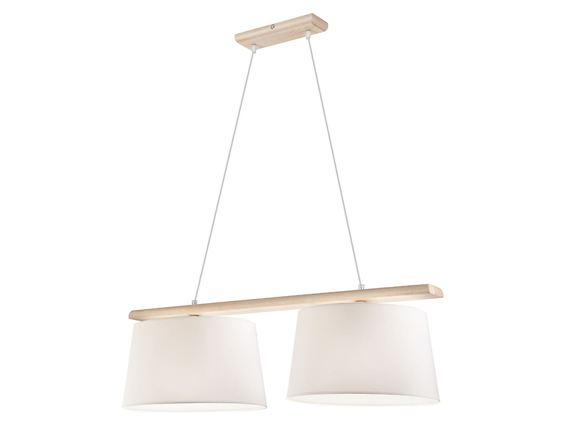 Lampa wisząca Aida 2-punktowa tkaninowa beżowo-biała 54528