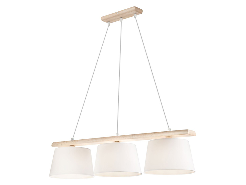 Lampa wisząca Aida 3-punktowa tkaninowa beżowo-biała 54531