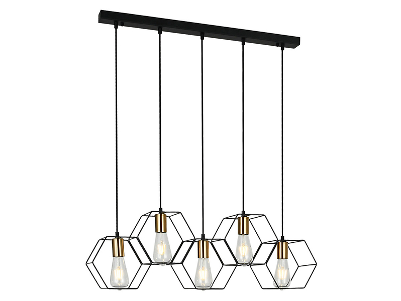 Lampa wisząca Aina 5-punktowa stalowa czarna 47953