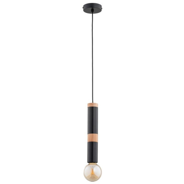 Lampa wisząca AKORD czarna-jasne drewno 1xE27x15W wym:85x10x10cm IP20 Alfa 986259