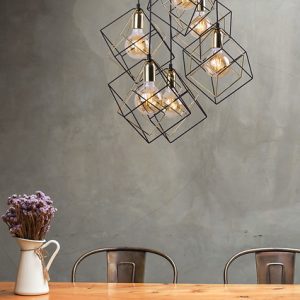 Lampa wisząca Alambre 6-punktowa metalowa czarna 32134 Lampa wisząca Alambre 6-punktowa metalowa czarna 32134