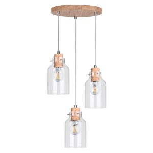 Lampa wisząca Alessandro Wood 3-punktowa drewniana jasno brązowa 34039 Lampa wisząca Alessandro Wood 3-punktowa drewniana jasno brązowa 34039