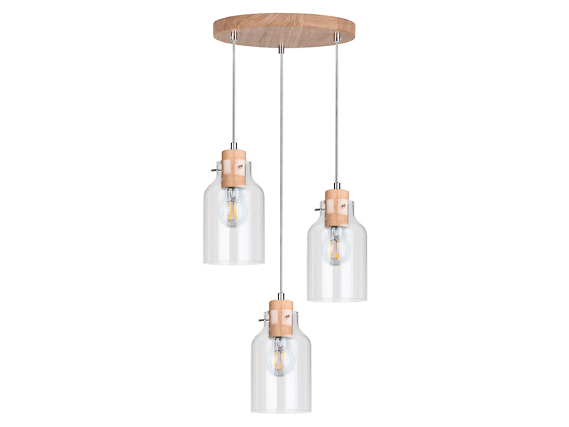 Lampa wisząca Alessandro Wood 3-punktowa drewniana jasno brązowa 34039