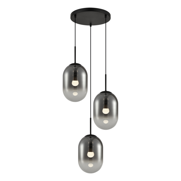 Lampa wisząca ALIAS czarny-szary metal szkło E14 133 cm 1072007