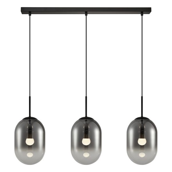 Lampa wisząca ALIAS czarny-szary metal szkło E14 133 cm 1071957
