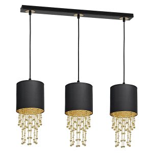 Lampa wisząca Almeria 3-punktowa tkaninowa czarna 56024