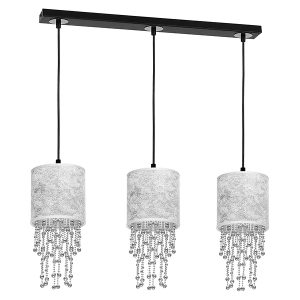 Lampa wisząca Almeria 3-punktowa tkaninowa srebrna 55980