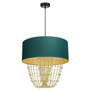 Lampa wisząca Almeria tkaninowa zielona-złota 55990