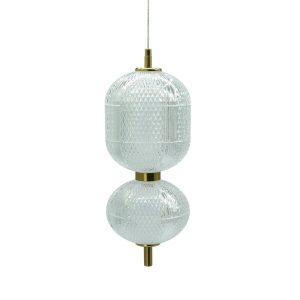 Lampa wisząca Amerilla II złoto-przezroczysta LED 2x30W 3000lm IdeaLED 850173