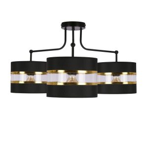 Lampa wisząca ANDY czarny 3x40w e27 abażur czarny+złoty 796607 Lampa wisząca ANDY czarny 3x40w e27 abażur czarny+złoty 796607