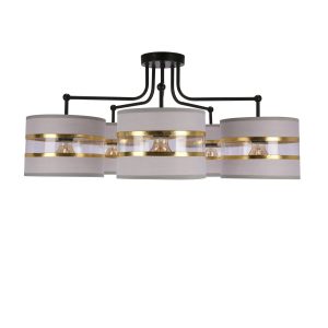 Lampa wisząca ANDY czarny 5x40w e27 abażur szary+złoty 361833 Lampa wisząca ANDY czarny 5x40w e27 abażur szary+złoty 361833