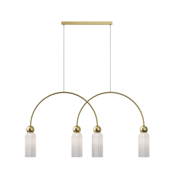 Lampa wisząca ANTIC łuki ryflowane klosze złoto-biała 4xE14x40W Maytoni 1019317