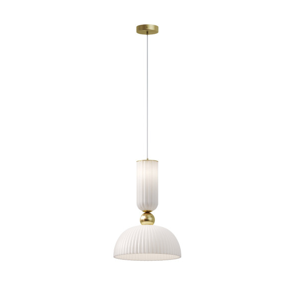 Lampa wisząca ANTIC ryflowana kopuła złoto-biała 1xE27x60W IP20 Maytoni 1019075