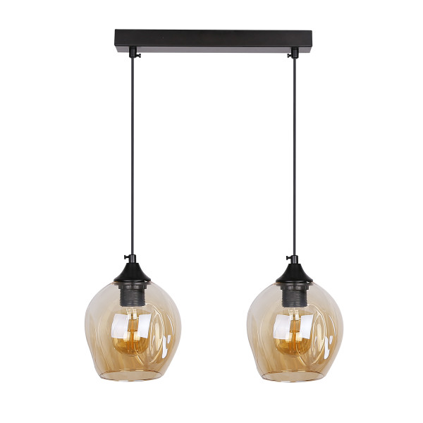 Lampa wisząca ASPA czarny 2x40w e27 klosz brązowy 796714