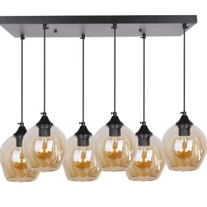 Lampa wisząca ASPA czarny 6x40w e27 klosz brązowy 360473 Lampa wisząca ASPA czarny 6x40w e27 klosz brązowy 360473
