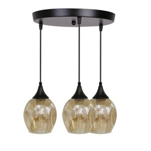 Lampa wisząca ASPA czarny talerz 3x40w e27 klosz brązowy 796710 Lampa wisząca ASPA czarny talerz 3x40w e27 klosz brązowy 796710