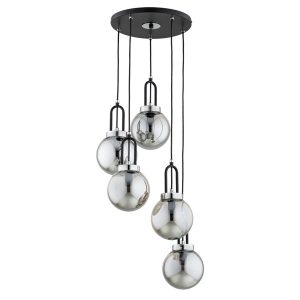 Lampa wisząca ATORI czarna-chromowana 5xE14x10W wym:90x38x38cm IP20 Alfa 1019151
