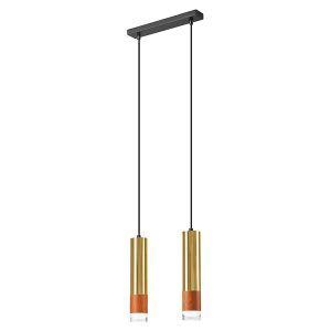 Lampa wisząca Aurelia 2-punktowa metalowa złota 120787