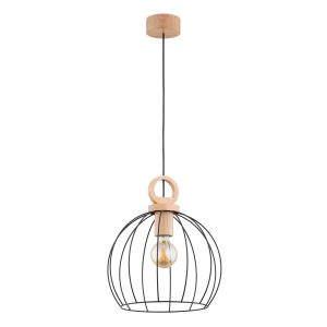 Lampa wisząca AVATAR druciany klosz jasne drewno 1xE27x15W IP20 Alfa 986313