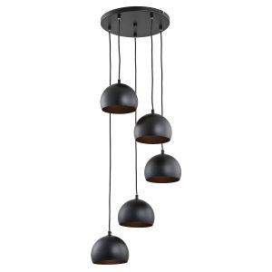 Lampa wisząca BABU złote wnętrza kloszy czarna 5xE27x15W IP20 Alfa 1025415 Lampa wisząca BABU złote wnętrza kloszy czarna 5xE27x15W IP20 Alfa 1025415