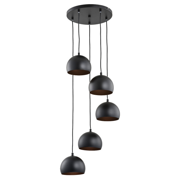 Lampa wisząca BABU złote wnętrza kloszy czarna 5xE27x15W IP20 Alfa 1025415