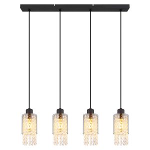 Lampa wisząca Backey 4-punktowa metalowo-szklana czarna 132983 Lampa wisząca Backey 4-punktowa metalowo-szklana czarna 132983