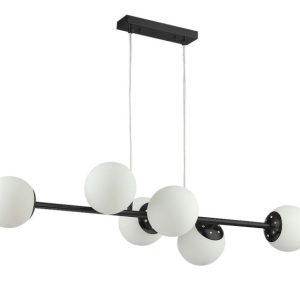 Lampa wisząca Bali 6xE27 czarna z białymi kloszami 1060965 Lampa wisząca Bali 6xE27 czarna z białymi kloszami 1060965