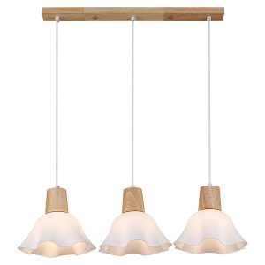 Lampa wisząca Ballerina 3-punktowa drewniana beżowo-biała 382108