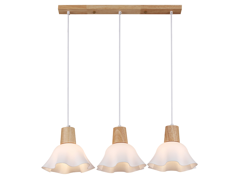 Lampa wisząca Ballerina 3-punktowa drewniana beżowo-biała 382108