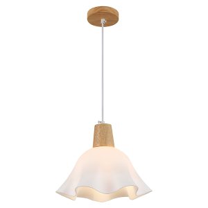 Lampa wisząca Ballerina drewniana beżowo-biała 382107
