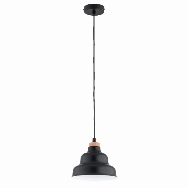 Lampa wisząca BAŁWANEK czarna-jasne drewno-biała 1xE27x15W IP20 Alfa 991257