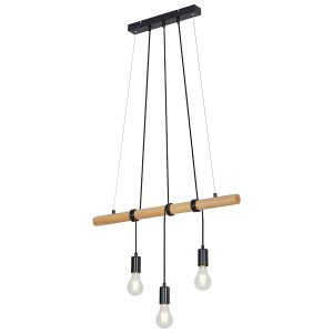 Lampa wisząca Bar 3-punktowa drewniana brązowo-czarna 227712 Lampa wisząca Bar 3-punktowa drewniana brązowo-czarna 227712