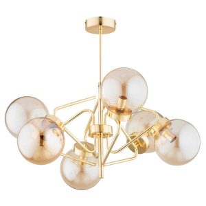 Lampa wisząca BARSUM złota 6xE14x10W wym:48x56x56cm IP20 Alfa 1019070 Lampa wisząca BARSUM złota 6xE14x10W wym:48x56x56cm IP20 Alfa 1019070