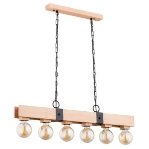 Lampa wisząca BARY na łańcuchach jasne drewno 6xE27x15W IP20 Alfa 1022996 Lampa wisząca BARY na łańcuchach jasne drewno 6xE27x15W IP20 Alfa 1022996