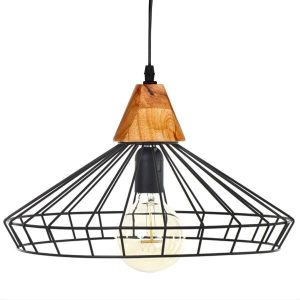LAMPA WISZĄCA Ben czarna styl industrialny DREWNO I ŻELAZO 438630 LAMPA WISZĄCA Ben czarna styl industrialny DREWNO I ŻELAZO 438630