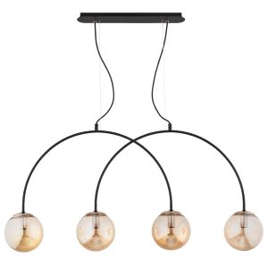 Lampa wisząca BENDO czarno-bursztynowy-złota 4xE14x10W IP20 Alfa 984835