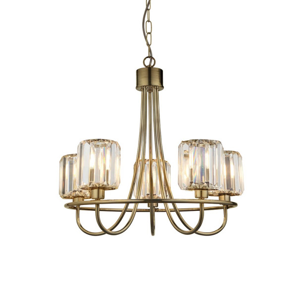 Lampa wisząca BERENICE antyczna mosiężna 5xE14x15W IP20 Endon 1025519