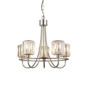 Lampa wisząca BERENICE niklowa 5xE14x15W wym:200x51x51cm IP20 Endon 1025498