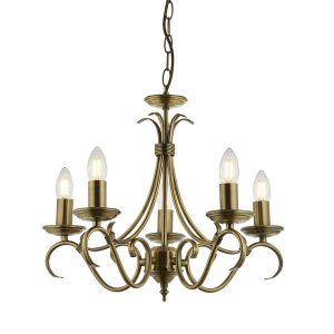 Lampa wisząca BERNICE antyczna mosiężna 5xE14x15W IP20 Endon 1025540 Lampa wisząca BERNICE antyczna mosiężna 5xE14x15W IP20 Endon 1025540