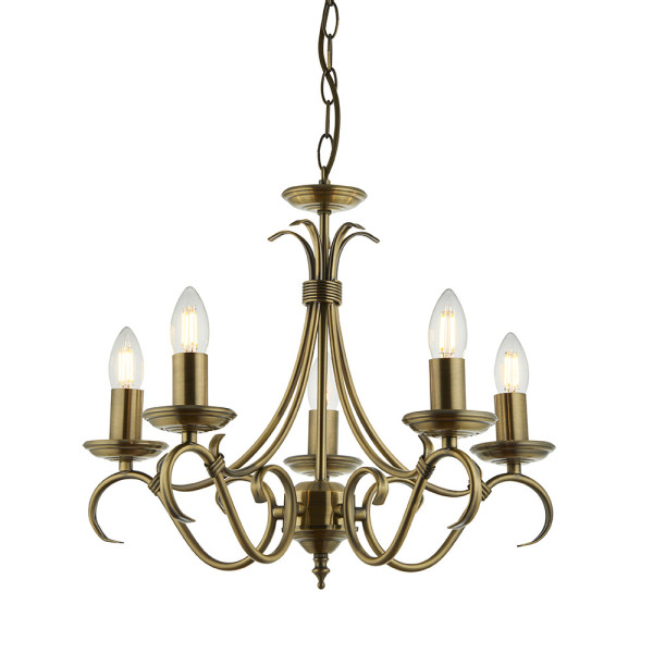 Lampa wisząca BERNICE antyczna mosiężna 5xE14x15W IP20 Endon 1025540