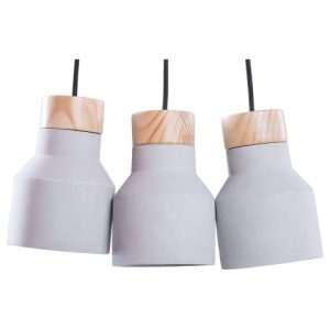 Lampa wisząca betonowa 3 klosze szara 60758 Lampa wisząca betonowa 3 klosze szara 60758