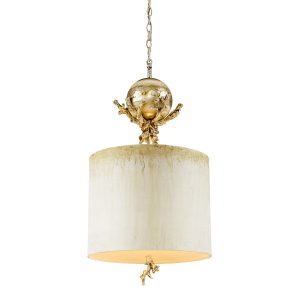 Lampa wisząca beżowa patyna-srebrna Trellis 1xE27x60W Flambeau 850937 Lampa wisząca beżowa patyna-srebrna Trellis 1xE27x60W Flambeau 850937