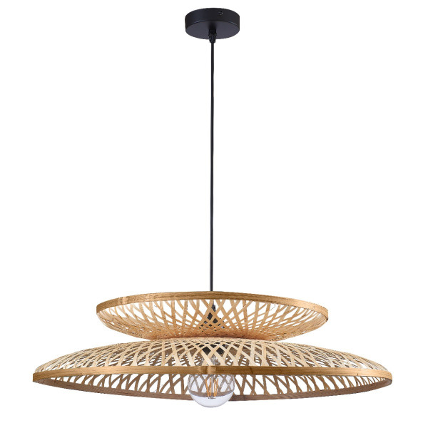 Lampa wisząca beżowo-czarna BALI 1xE27x20W wym: 120x60x60 cm Polux 856621