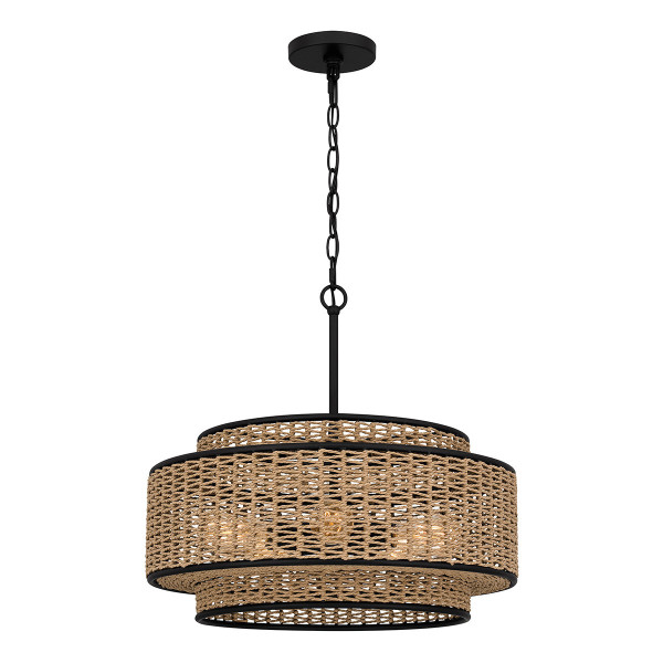 Lampa wisząca beżowo-matowy czarny TETON 5xE27x60W Quoizel 837357