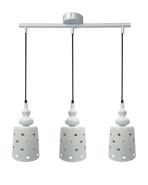 Lampa wisząca biała HAMP 3xE27x60W wym: 125x51x14 cm Candellux 924137