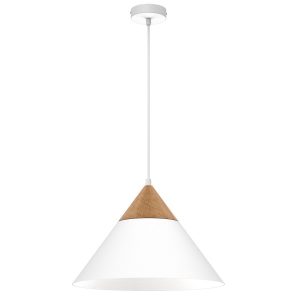 Lampa wisząca biała jasne drewno Single 1xE27x15W wym: 115x39x39 cm Luminex 846175