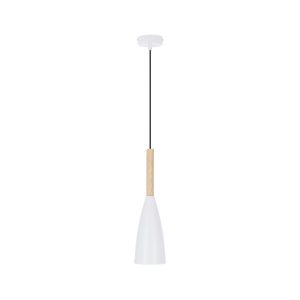 Lampa wisząca biała jasne drewno TROSA 1xE27x40W wym: 90x10x10 cm Candellux 924054