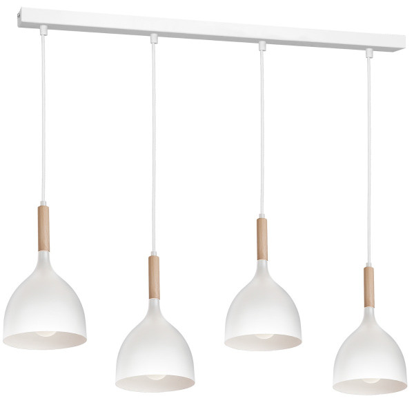Lampa wisząca biała matowa Noak wood 4xE27x15W wym: 110x98x17 cm Luminex 846233
