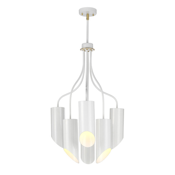Lampa wisząca biała postarzany mosiądz Quinto 6xE27x8W Elstead 850177