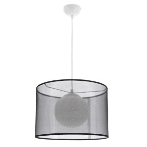 Lampa wisząca biało-czarna CHICAGO 1xE27x60W wym: 110x35x35 cm Candellux 924088